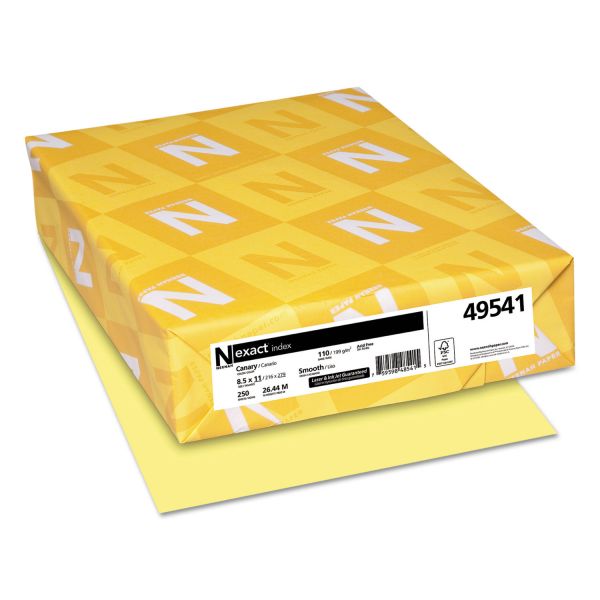 Neenah Paper® Exact Index Canary Smooth 110 lb. Bristol Card Stock 8.5x11 in. 250 SHT