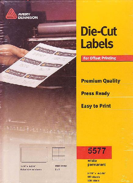 Avery Dennison Die-Cut White Permanent Labels for Small Offset Printing 3.25