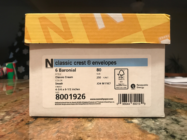 Neenah® CLASSIC CREST Cream 80 lb. Text 6 Baronial Envelopes 250/Box - Sku: 8001926 | 250 PER BOX