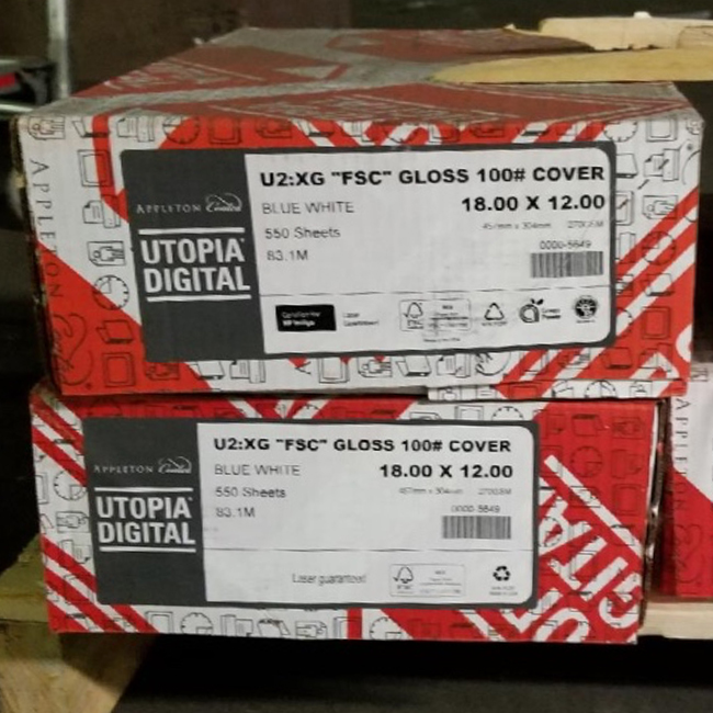 Appleton® Utopia Digital U2:XG Blue White Gloss 100 lb. Cover 18x12 in. 550 Sheets/Carton