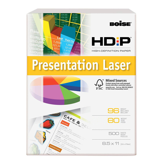 BOISE® Hd:p Presentation Laser Paper 80 lb. Cover 8.5x11 - Sku: BPC-1180 | 250 PER REAM