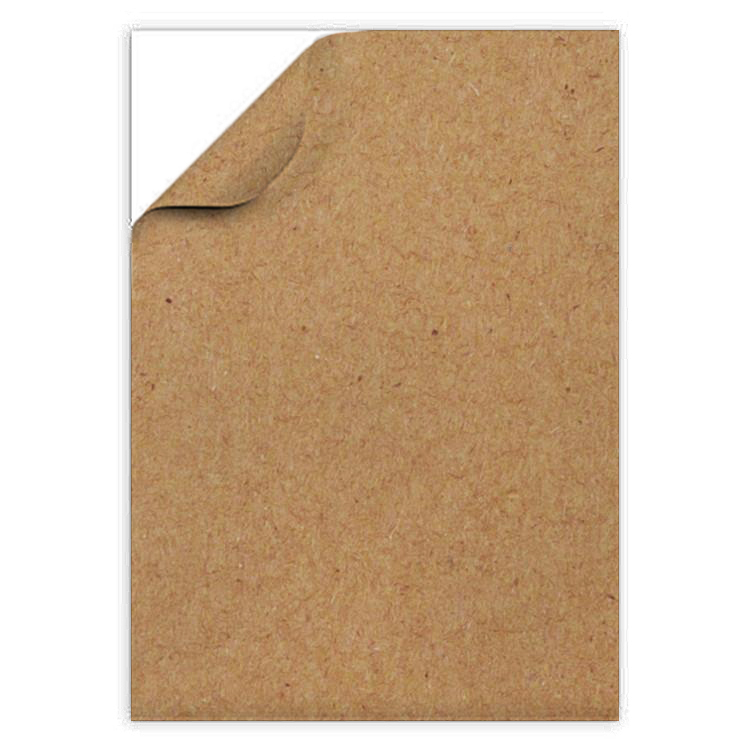 Recycled Brown Kraft Pressure Sensitive Permanent Adhesive Label 8.5x11 in. w/1 Vertical Back Slit 100 Sheet per Pack