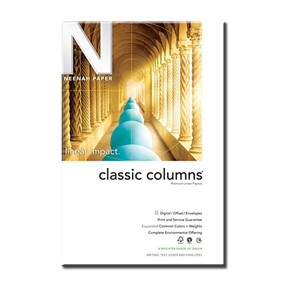 Neenah Paper Classic Columns Solar White 80 lb. Lineal Cover 8.5x11 lb. 250 Sheets per Ream