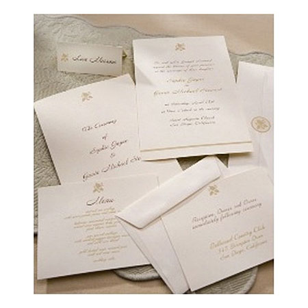 Gartner® Ivory Leaf with Bottom Border Invitation Set - Sku: 65734 | 50 Count