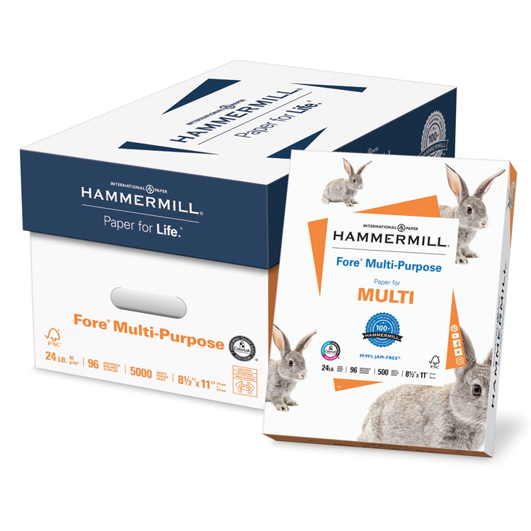 Hammermill® Fore® MP White Smooth 24 lb. Multi-Purpose Printer Paper 8.5x14 in. 15.26M 5000 Sheets per Carton