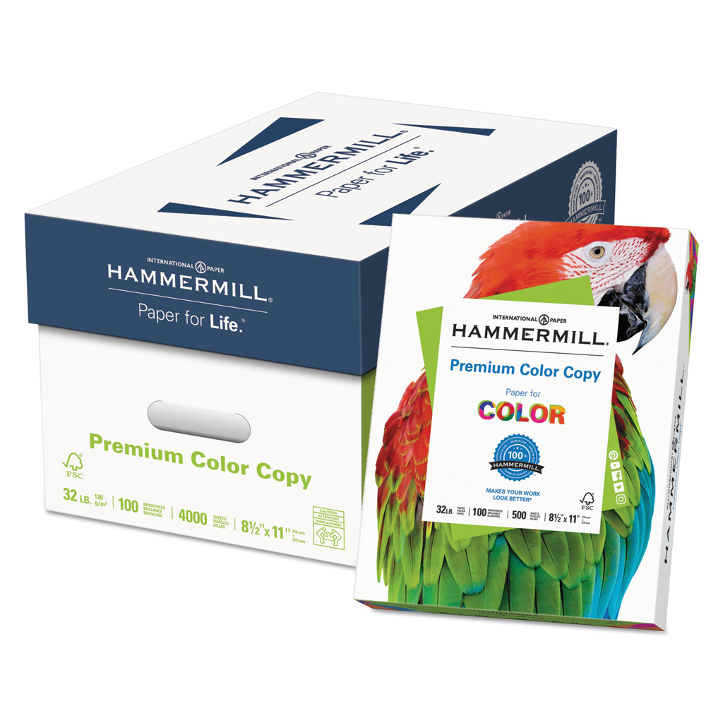 Hammermill Printer Paper, Premium Color 32 Lb Copy Paper, 8.5 x 11 - 1 Ream  (500 Sheets) - 100 Bright, Made in the USA, 102630, White, Letter