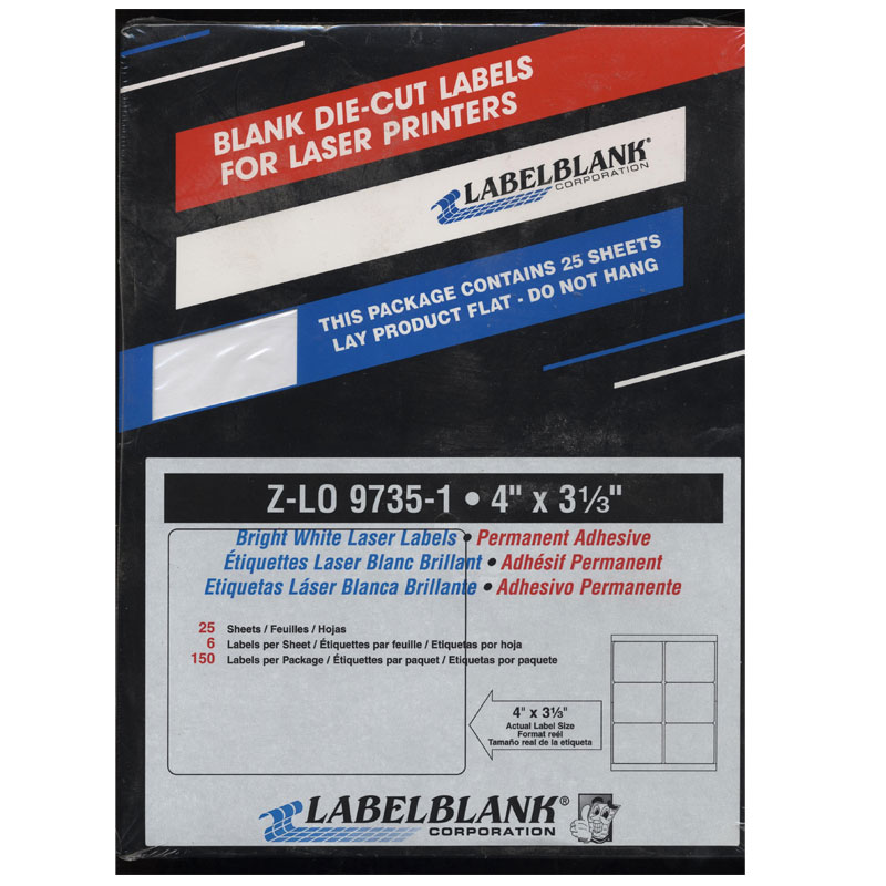Z-LO 9735-1: LabelBlank® Bright White Die Cut Laser Labels 4