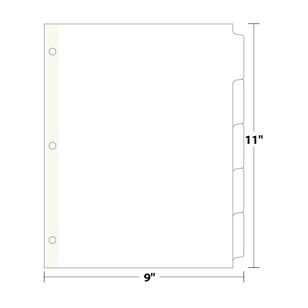 Xerox® Ivory Tabs 90 lb. Index 9x11 in. 3 Hole Punched 250 per Pack