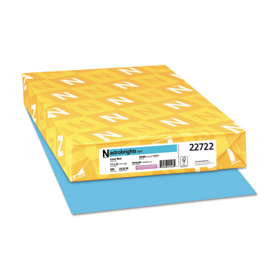 Neenah® Astrobrights Paper Lunar Blue 65 lb. Vellum Cover 11x17 in. 250 Sheets per Ream