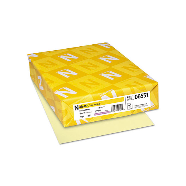 Neenah Paper® Classic Laid Baronial Ivory 24 lb. Writing 8.5x11 in. 500 Sheets per Ream