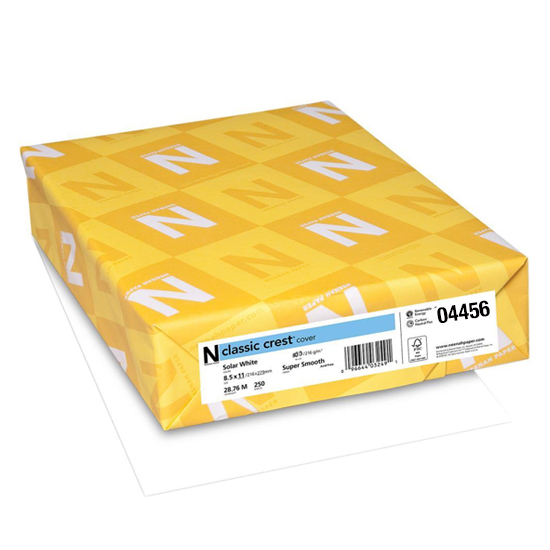 Neenah Paper® Classic Crest Solar White Smooth 110 lb. Cover 8.5x11 in. 125 Sheets