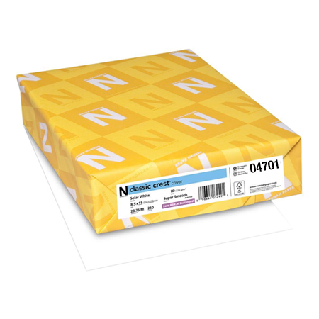 Neenah Paper® Classic Crest Solar White Smooth 80 lb. Cover 8.5x11 in. 250 Sheets/Ream - Sku: 04701 | 250 SHEETS PER REAM