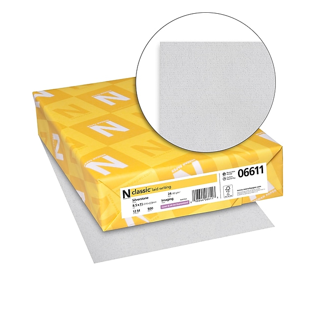 Neenah Paper® CLASSIC LAID Silverstone Laid 24 lb. Writing 8.5x11 in. 500 Sheets per Ream