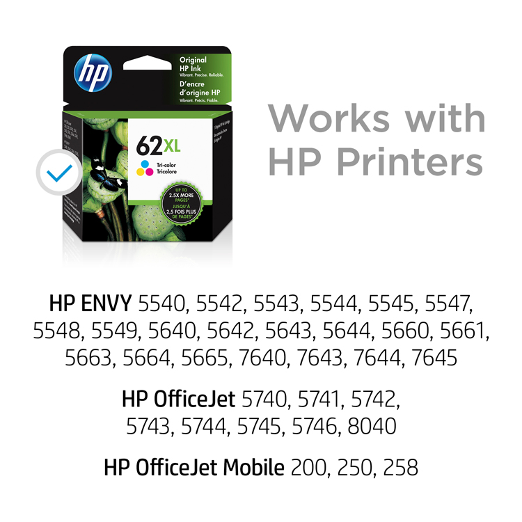 Original HP 62XL High Yield Tri-color Ink Cartridge