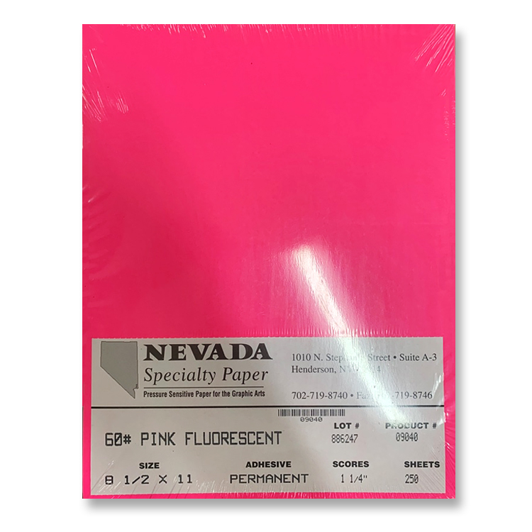 Pink Fluorescent 60 lb. Pressure Sensitive 8.5x11 1-1/4