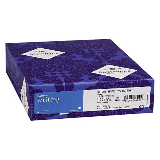 Strathmore Writing Natural White 25% Cotton 24 lb. Writing 8.5x11 in. 500 Sheets per Ream