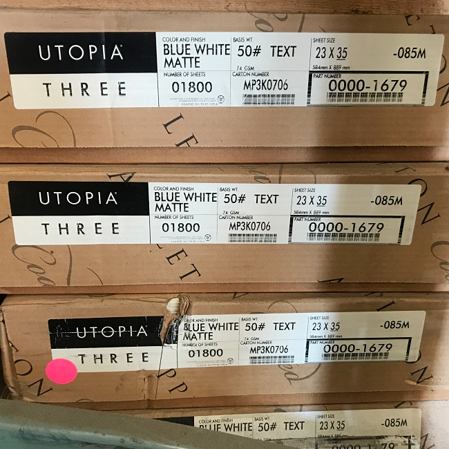 Utopia Three Matte Blue White 50 lb. Text 23x35 in. 1800/Carton