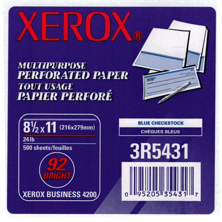 Xerox® Multipurpose Perforated Blue Checkstock (Check) Paper 24 lb. 8