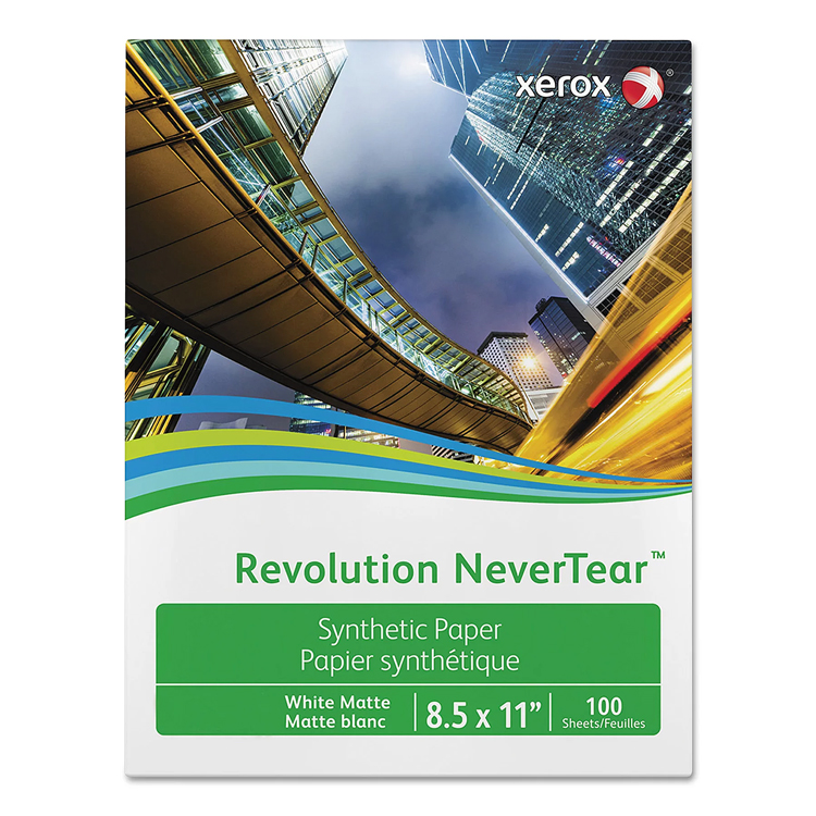 Xerox® Revolution NeverTear™ White 5 Mil Synthetic Matte Paper 8.5x11 in. 100 Sheet Pack - 3 Hole Punch