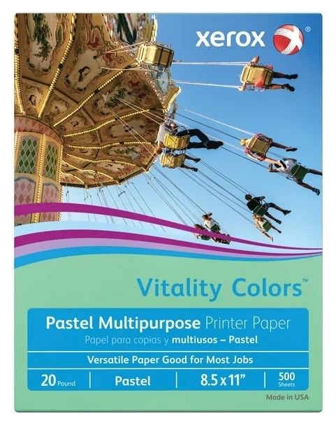 Xerox® Vitality™ Colors Pastels Multipurpose Printer Paper Green 20 lb. Smooth 8.5x11 in. 500 Sheets per Ream