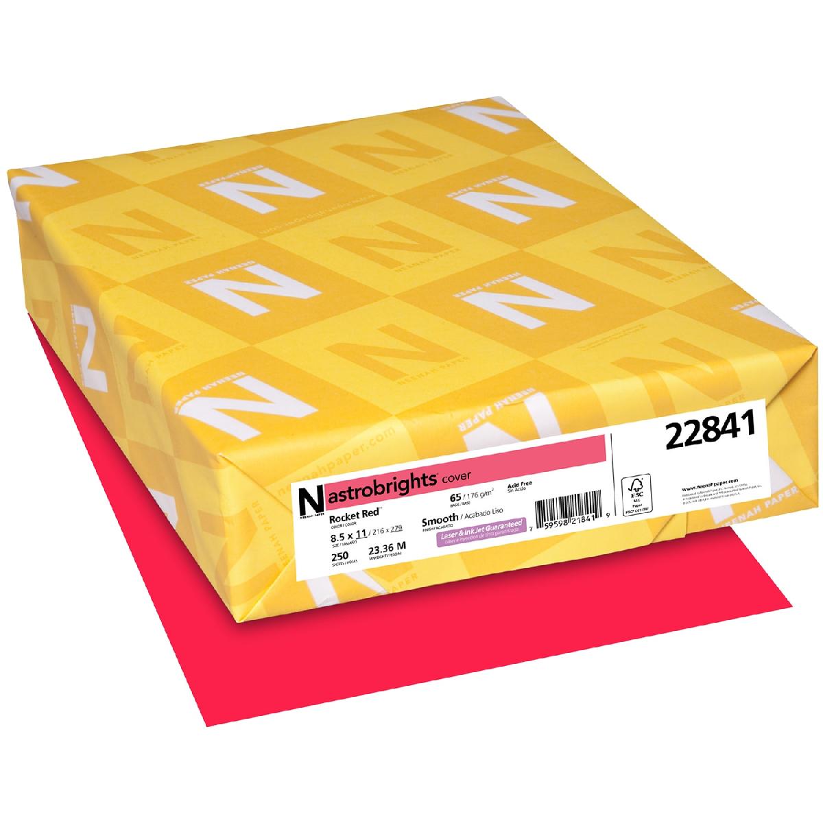 Neenah® Astrobrights Paper Rocket Red Smooth 60 lb. Text 8.5x11 in. 500 Sheets per Ream