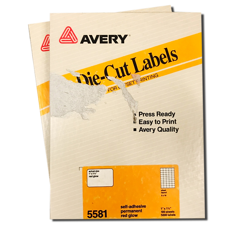 Avery® 5581 Die-Cut Labels Red Glow Permanent Adhesive 1x1.5 in. 100 Shts  5000