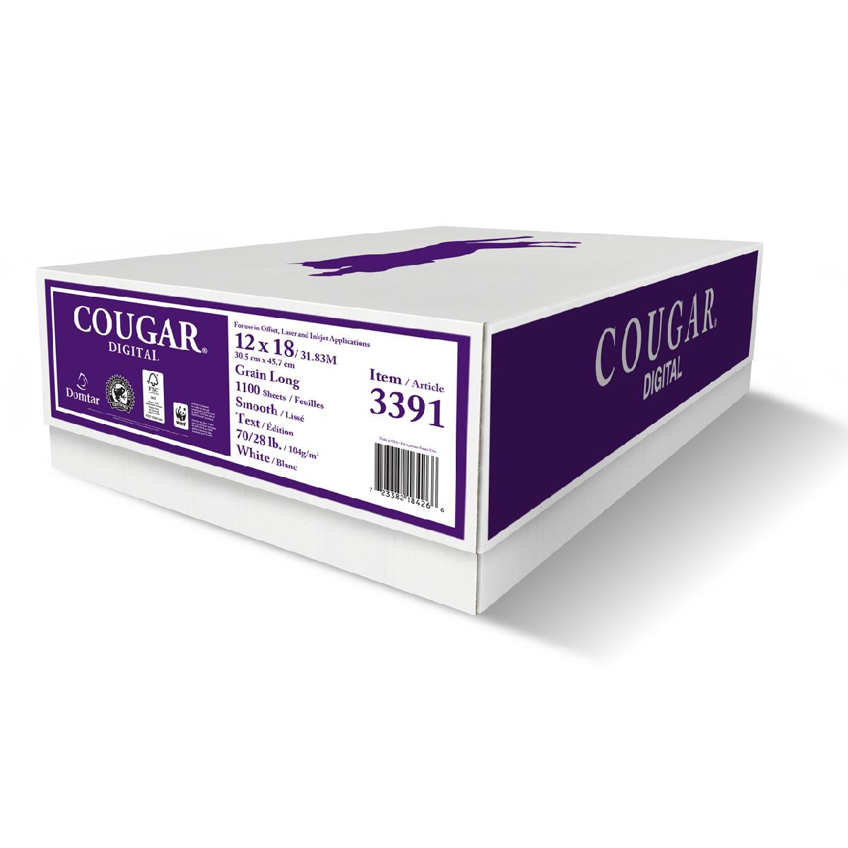 Domtar® Cougar Digital White 60 lb. Smooth Text 12x18 in. 1200 Sheets per Carton