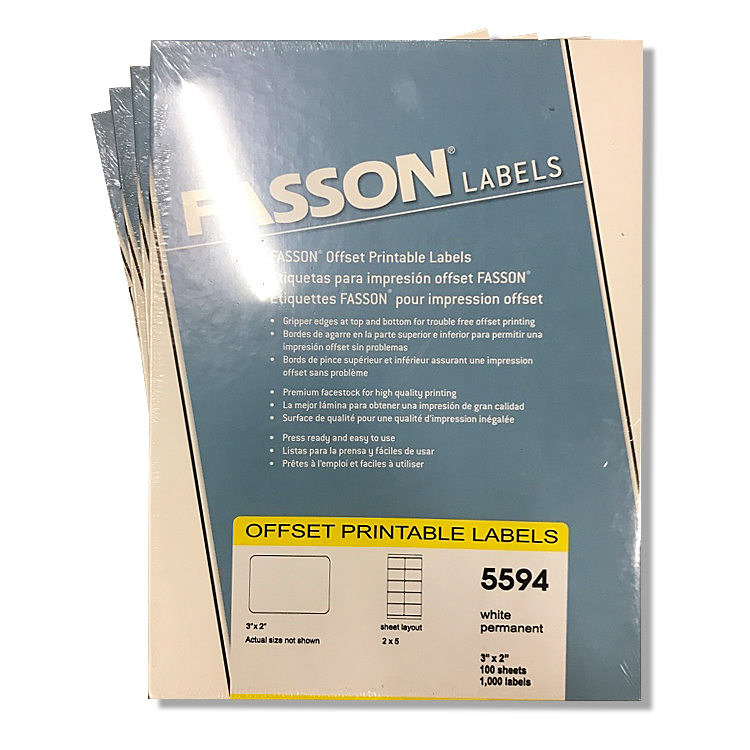 Avery® FASSON White Offset Printable Labels 3x2 in. 10-up 100 Sheets/1000 Labels