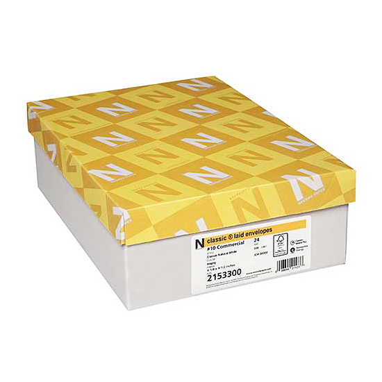 Neenah Paper® Classic Laid Classic Natural White 24 lb. Writing No. 10 Envelope 500 per Box 