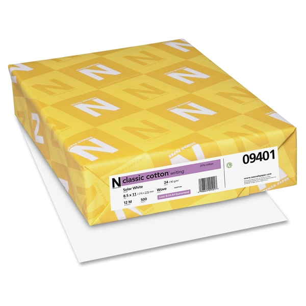 Neenah Paper® Classic Cotton Classic Natural White 28 lb. Wove Round Corners 8.5x11 in. 250 Sheets per Ream