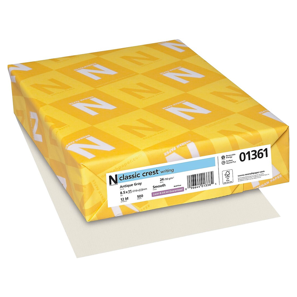 Neenah Paper® Classic Crest Antique Gray Smooth 80 lb. Cover 8.5x11 in. 250 Sheets