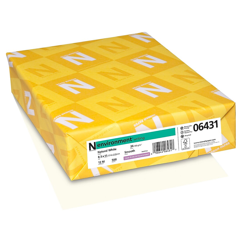 Neenah® Environment PC 100 Natural Smooth 24 lb. Writing Paper 8.5x11 in. 500/Ream - Sku: 05060 | 500 SHEETS PER REAM