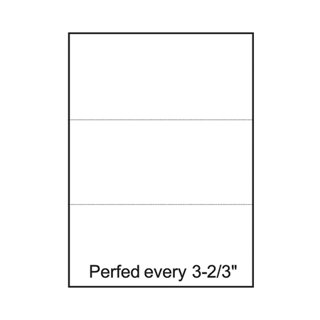 Perforated Paper, 3 from Bottom, Horizontal on White 24#LEGAL Size Copy Paper (Ream of 500)