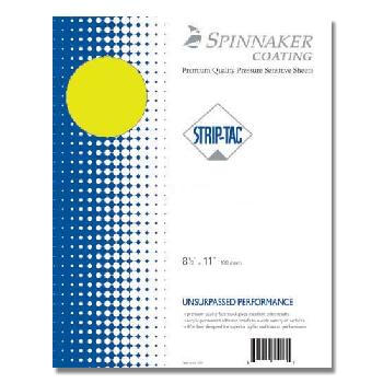 Spinnaker® Strip-Tac Labels Chartruese Fluorescent 60 lb. Premium Pressure Sensitive 8.5x11 1-1/4" Scores 100/Pk