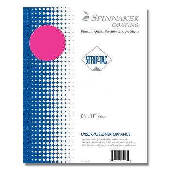 Spinnaker® Strip-Tac Labels PINK Fluorescent 60 lb. Premium Pressure Sensitive 8.5x11 1-1/4" Scores 100/Pk