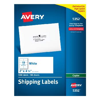 Avery® Address Labels White Permanent Adhesive 2 x 4.25 in. 100 Sheets 1000 Labels